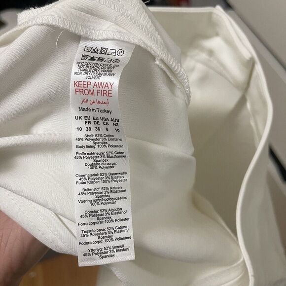 NEW! Karen Millen Cotton sateen tailored slim leg ivory white trouser pants US 6 - Picture 6 of 6